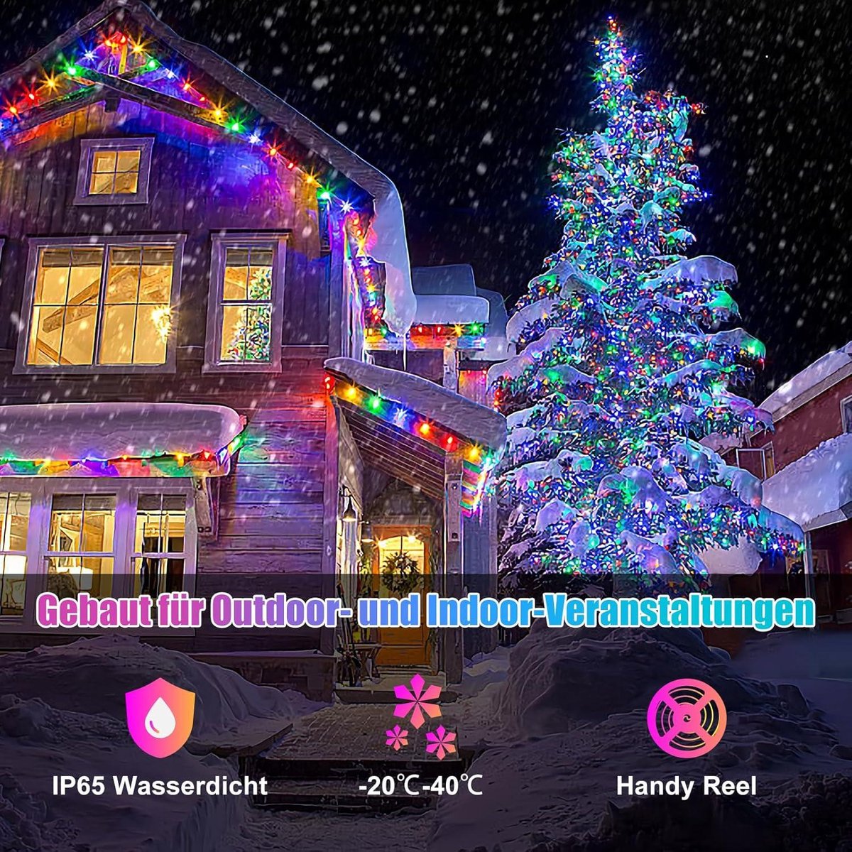 Guirlande Lumineuse Extérieure 10m 100 LED - Multicolore, Télécommande, 8 Modes, Timer, IP44, Sur Batterie