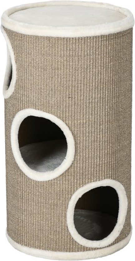 PawHut Krabton Hoogte 70 Cm, Speelton Voor Katten, 3 Niveaus Kattenkrabpaal Met Holletjes Kattenboom Krabtoren Van Sisal Kattenmeubels Pluche Bruin 650460580