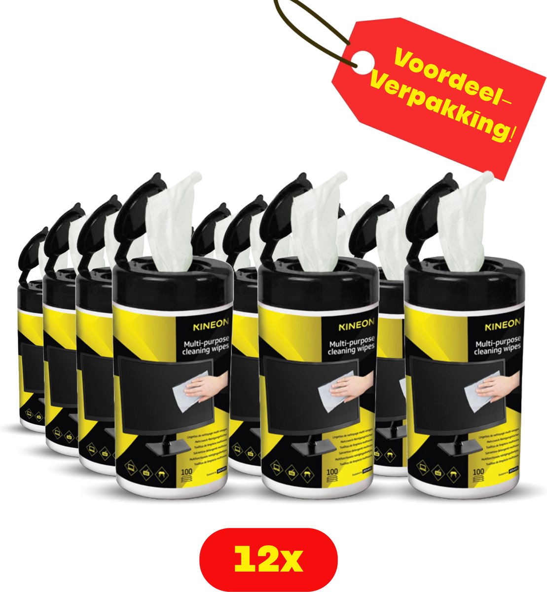 Goedkoopste 12x Kineon Multifunctionele reinigingsdoekjes - voordeelverpakking!