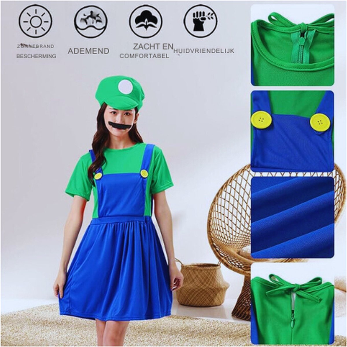 Alaiyaky Mario en Luigi Kostuum voor Volwassenen en Kinderen
