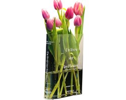 Oneiro’s Luxe BOOK VASE DELUXE - 22 x 17 x 5.5 cm - boek vaas - acryl – binnen – buiten – luxe – accessoires – tuin – decoratie – bloemen – voor binnen
