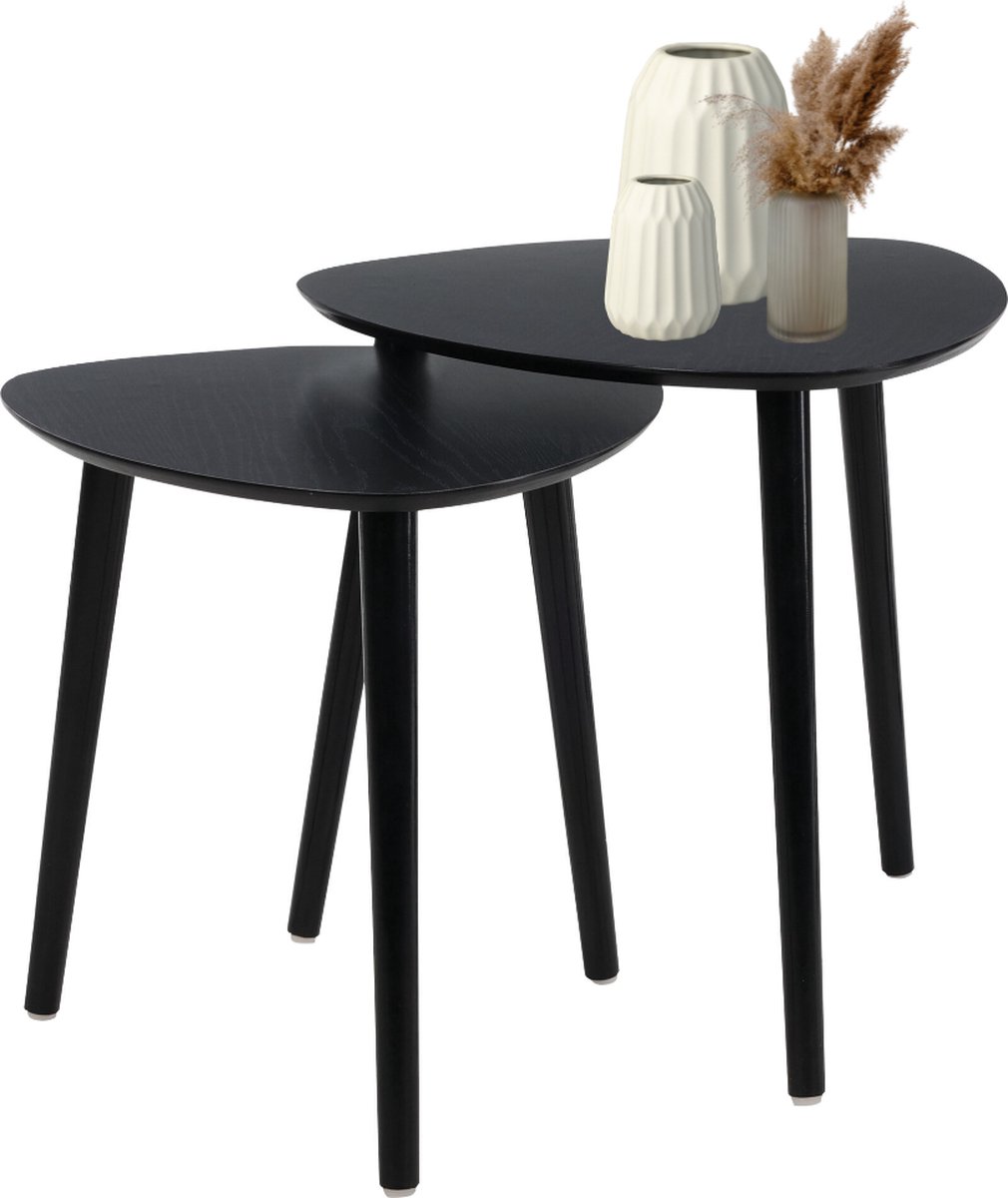 MISOU Salontafel - Set van 2 - Bijzettafel - Diehoekig - Zwart - Bijzettafeltje