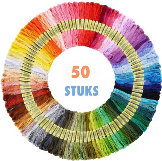 50 Kleuren Borduurgaren voor Kruissteken – Set voor Borduren en DIY Handwerk – Ideaal voor Beginners en Gevorderden – Borduurpakket voor Hobby, Creatieve Projecten, en Naaldwerk – Perfect voor Kruissteken, Handwerk en DIY Decoratie