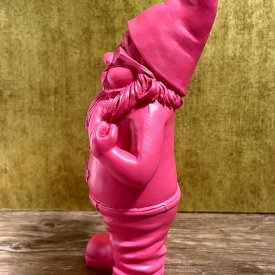 Equivera Nain de jardin - Nain de jardin avec majeur - Doigt d'honneur - Nain de jardin amusant - Figurine de jardin amusante - Décoration de jardin - Astuce cadeau !