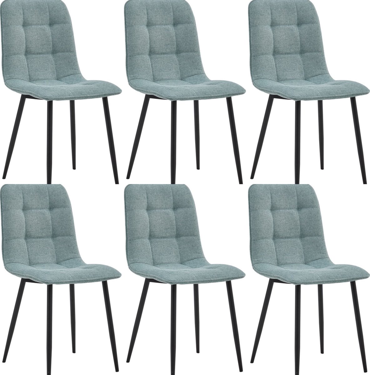 Colenis - Ela Eetkamerstoel - Set Van 6 - Turkoois - Linnen - Design