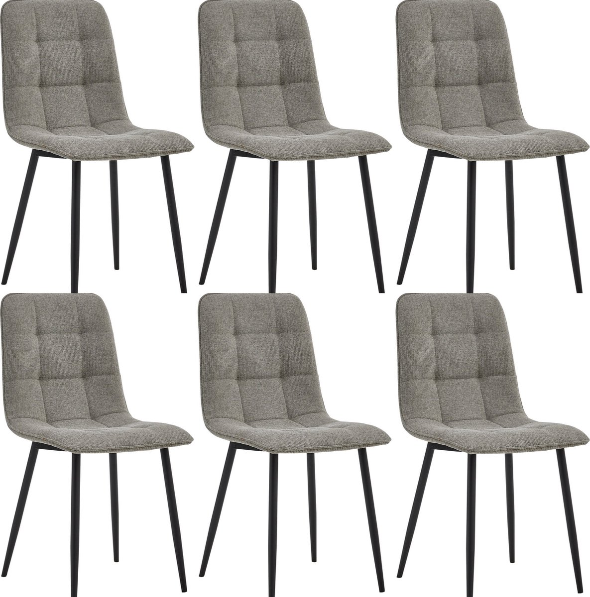 Colenis - Ela Eetkamerstoel - Set Van 6 - Donkerbeige - Linnen - Design