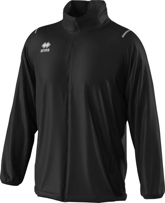 Veste de sport Errea noire pour enfants avec fermeture éclair et logo sur la poitrine.