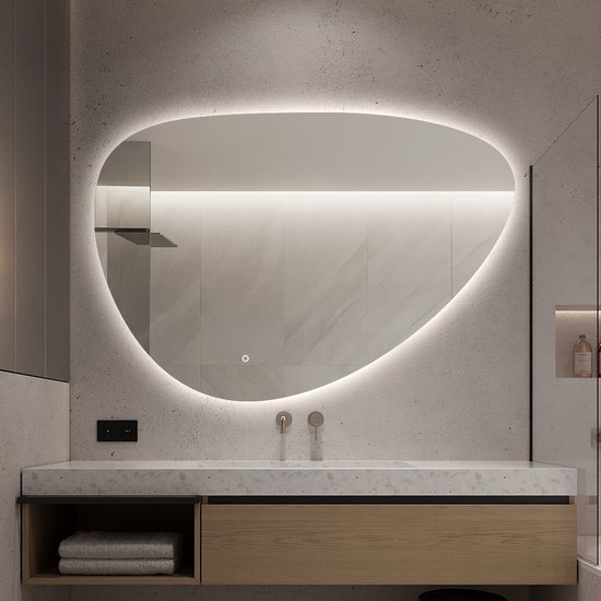 Miroir de salle de bain FENOMÉ Delafon Siècle des Lumières LED Organique Dimmable Sans Condensation 120 cm