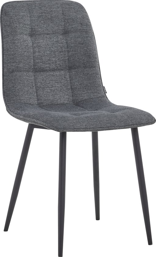 Colenis® - Ela Eetkamerstoel - Set Van 4 - Donkergrijs - Linnen Stof - Industrieel
