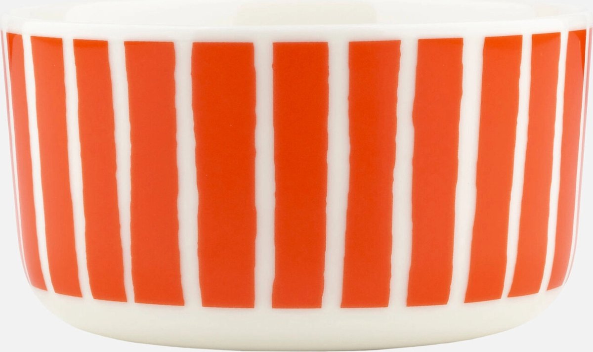 Marimekko - Piccolo - Kom - 5dl - Oranje wit gestreepd