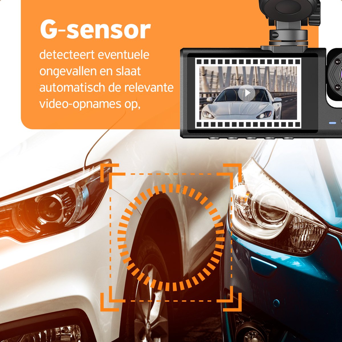 Norrmalm® Full HD Dashcam voor Auto - 64 GB - App (iOS, Android) - WiFi - Voor en Achter Camera - Parkeerfunctie - G-sensor – foto 3