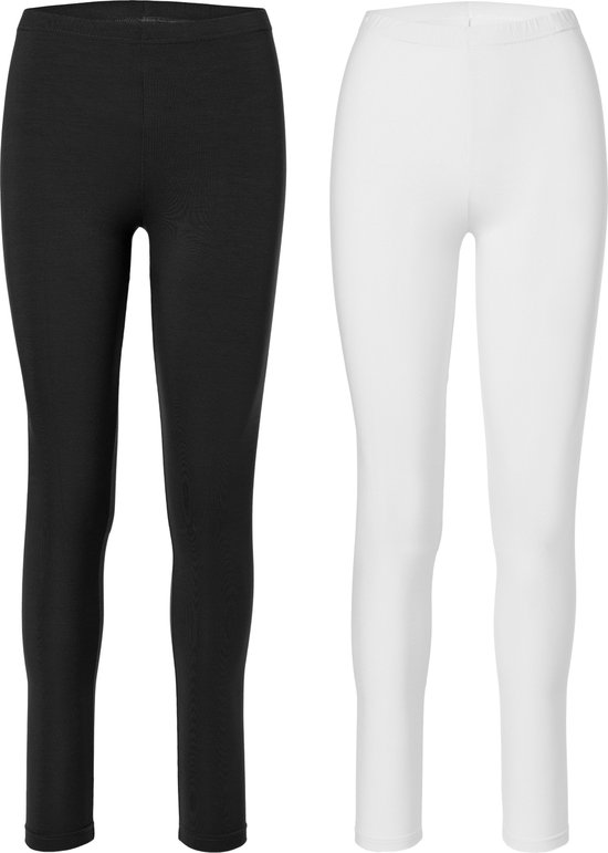 Merry Style Dames Leggings - Sport - Vrijetijdsbroek - Lang - Katoen - Sporbroek - 2-Pack -MS-MS10-198-LE-2B - Zwart/Wit - XL