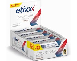 Etixx Energy Sport Bar Chocolate - Sports Nutrition - Sport Reep - 12X40 gram - Koolhydraatrijk - Gemakkelijk verteerbaar - Laag in vetten en vezels - Vegan
