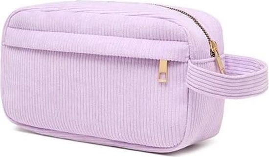 Trousse à Maquillage Velours Côtelé - Lot De 2 (blanc Et Noir) - Grande Capacité 19x9x5 Cm - Idéale Rangement Cosmétiques, Papeterie, Voyage