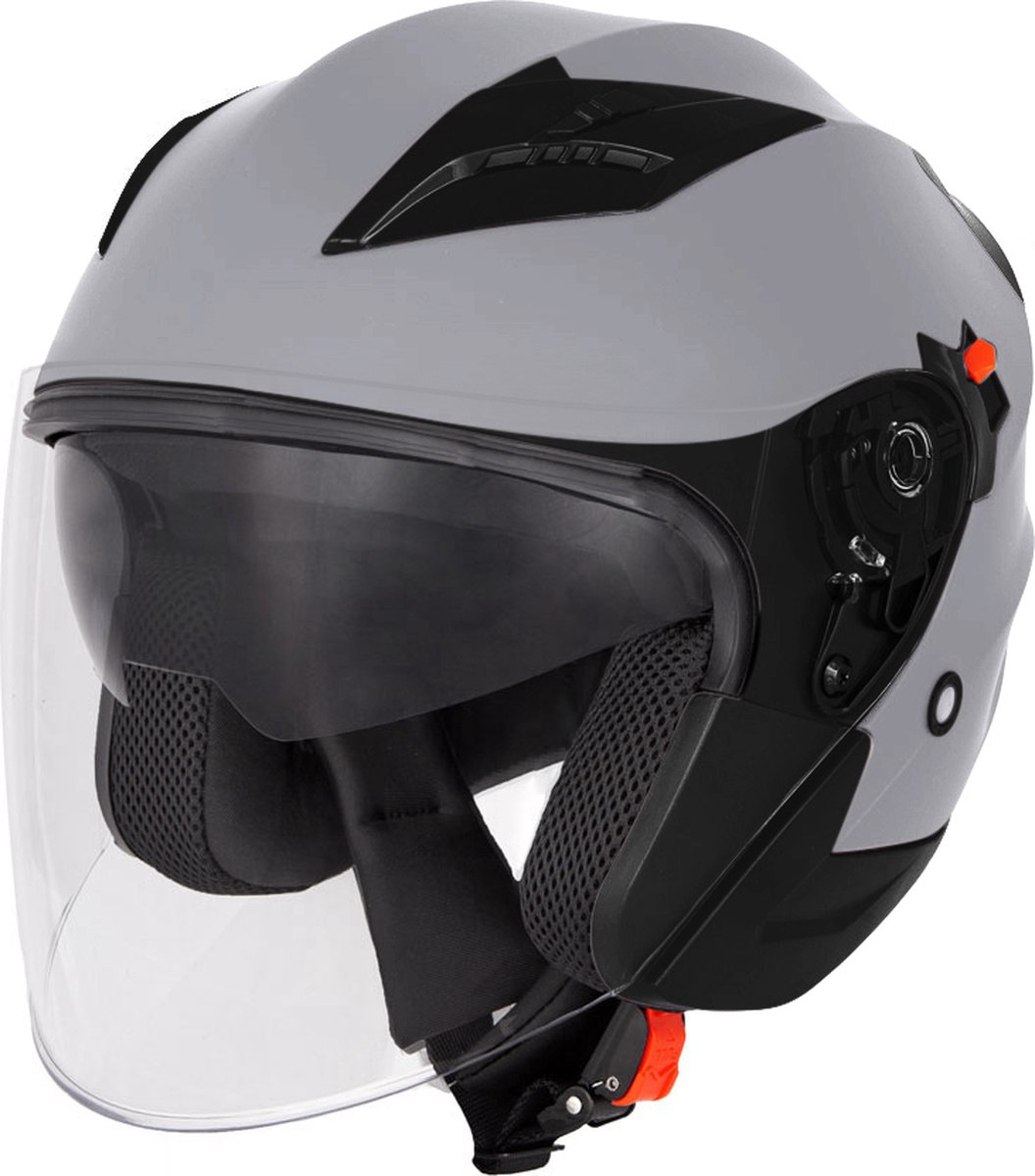VINZ Navarra Jethelm Titanium met Anti-kras Vizier Scooterhelm / Brommerhelm / Motorhelm / Fashionhelm voor Scooter / Vespa / Brommer / Motor - XL