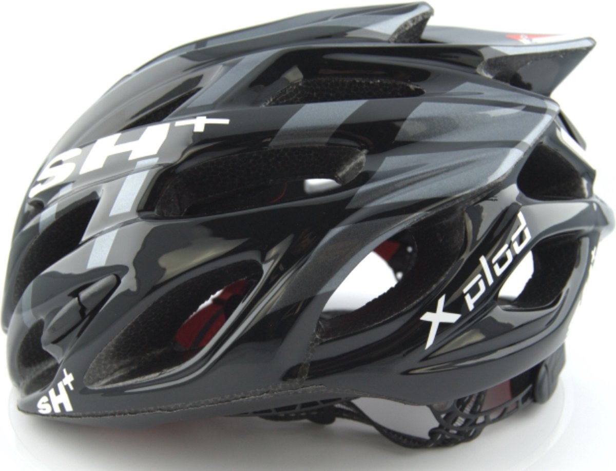 SH+ Fietshelm - SHABLI X-PLOD - Unisex - Lichtgewicht 230 gram - 20 Ventilatiegaten - Gemaakt in Italië - Voor een hoofdomtrek van 55 tot en met 60 CM - Zwart Grijs