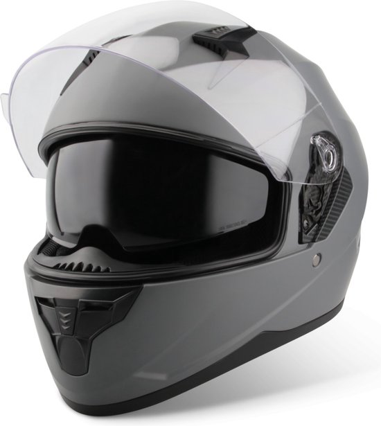 VINZ Kennet Integraalhelm met Zonnevizier - Helm vr Scooter, Motor, Brommer - Voor Heren & Dames - Titanium Grijs - M