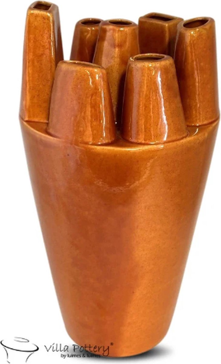 Irishflowers Vaas - Villa Pottery - Decoratie - Woondecoratie - Keramiek - Flowerpower 3_3 Orange Reactive Oranje