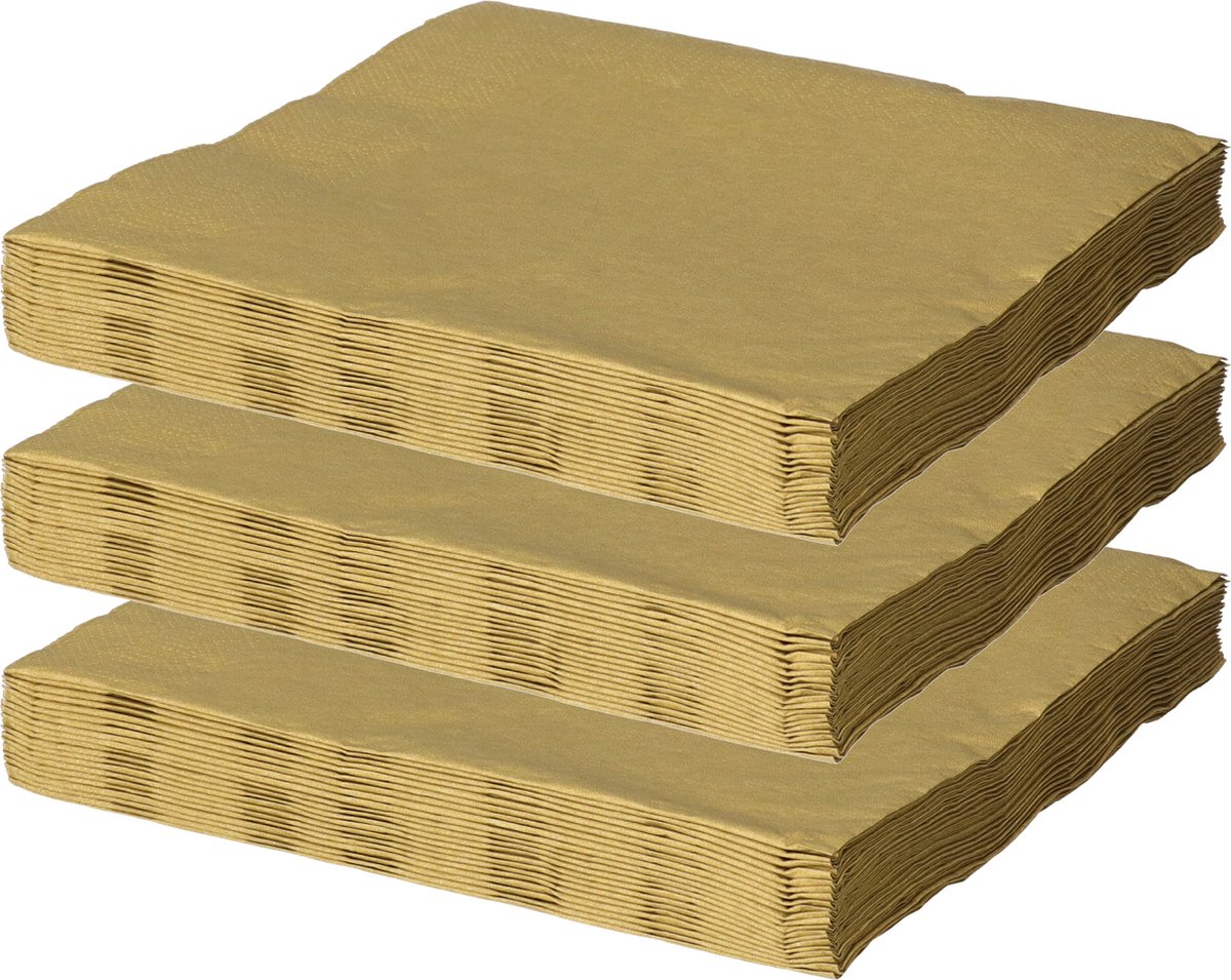Maki uni servetten - 60x st - 33 x 33 cm - goud - lunch/diner servetten