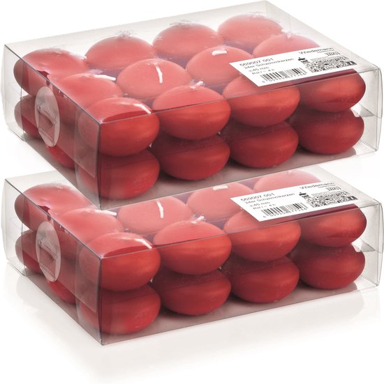 48x Bougies flottantes rouges 4,5 cm 4 heures de combustion - Bougies sans odeur - Bougies décorations pour la maison