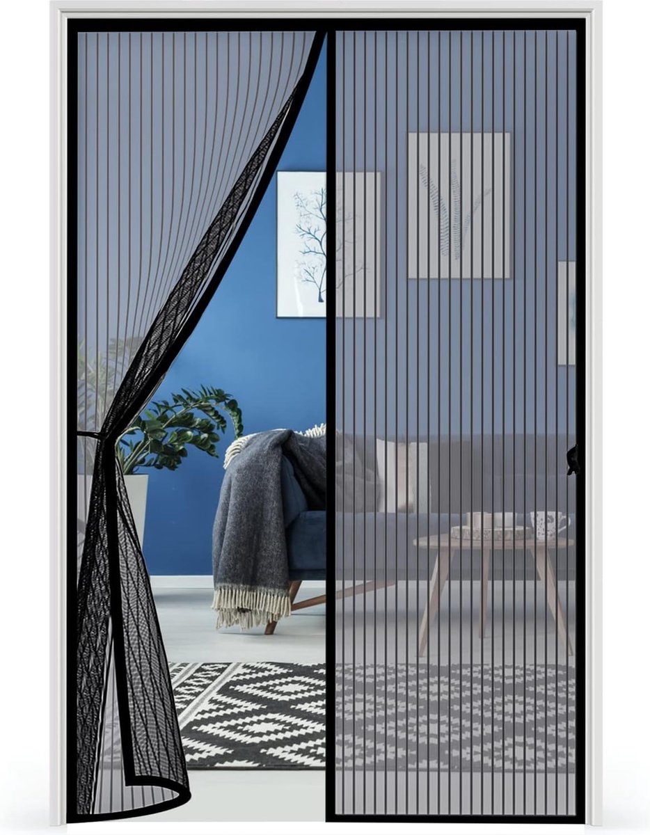 Magnetisch Vliegengordijn voor Balkondeur en Terras, 100 x 210 cm, Automatisch Sluitend