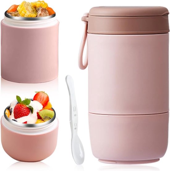 Milu Muesli beker to go 400ml I geïsoleerde yoghurt beker voor muesli I
