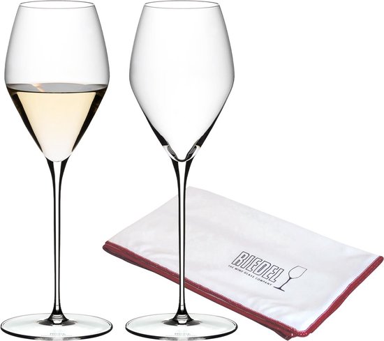 Sauvignon Blanc Gläser + Poliertuch Veloce 347 ml Set van 2
