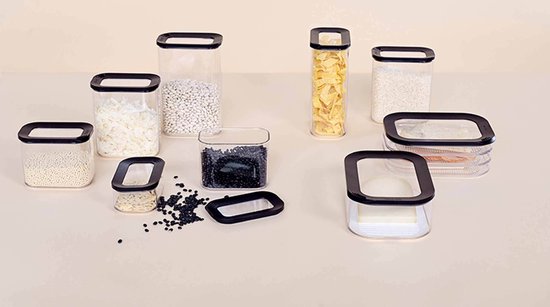Mepal - Boîte à fromage Modula - 2000 ml - noir - Boîte de produits frais avec couvercle - transparent - boîte de conservation koelkast