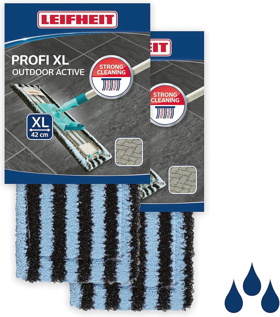 Goedkoopste Set van 2 Vloerwisserovertrekken voor Grof Vuil - Microvezel en Kunststof Borstelharen - Ideaal voor Buiten en Ruwe Vloeren