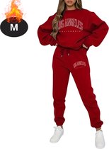 Livano Ensemble de jogging - Ensemble domicile - Adultes - Survêtement - Confortable - Pantalon de survêtement - Survêtement - Femme - Hiver - Rouge - M