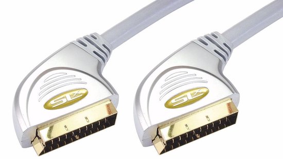 SLX Scart Kabel - Verguld - 1 meter - Grijs