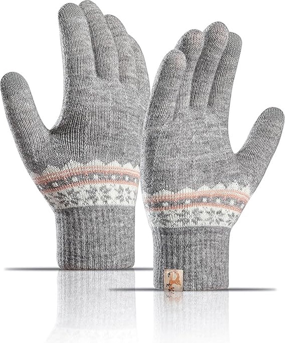 Hidzo Handschoenen - Dames - Grijs- One Size - Touch Screen Compatabiliteit