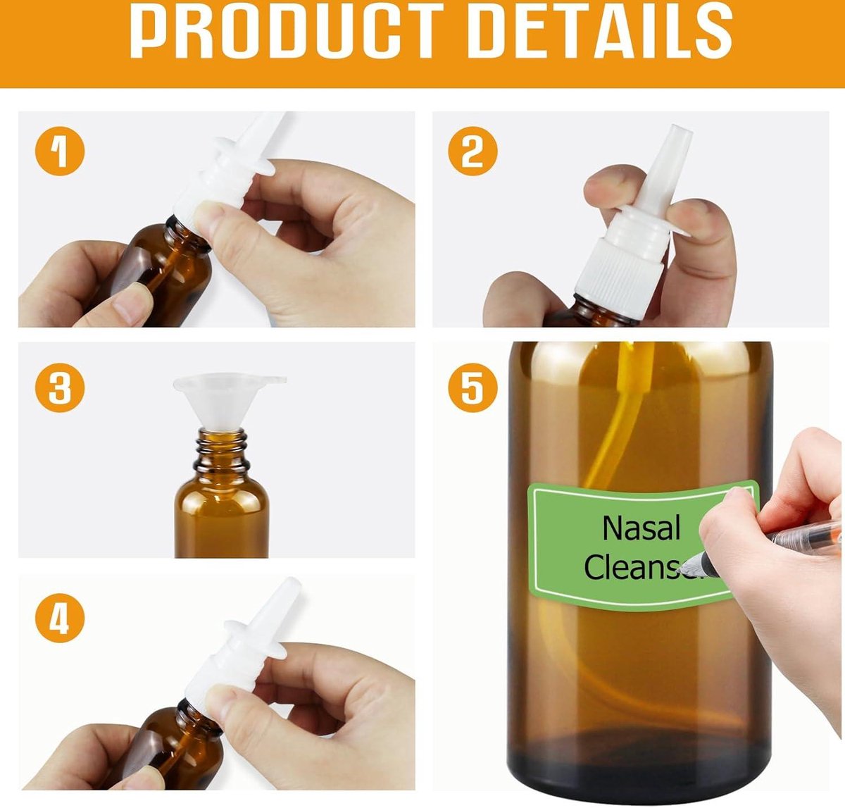 GUOYIHUA 8 stuks neussprayflessen, leeg, 15 ml neusspray glas, navulbare lege neusspray met 2 trechters en 6 blanco etiketten voor parfum, etherische oliën, zout water GUOYIHUA 8 stuks neussprayflessen, leeg, 15 ml neusspray glas, navulbare lege neusspray met 2 trechters en 6 blanco etiketten voor parfum, etherische oliën, zout water