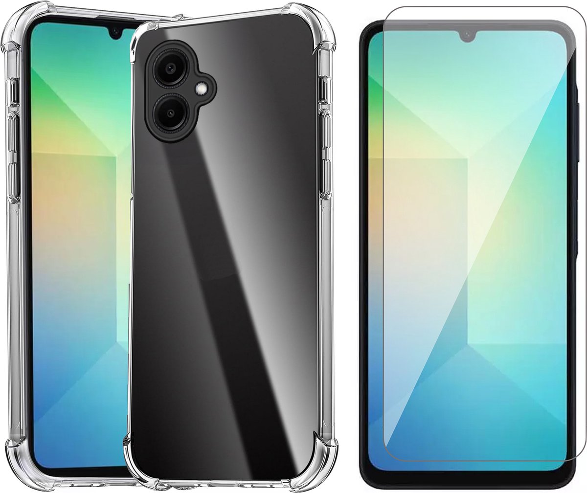 Hoesje geschikt voor Samsung Galaxy A06 - Screenprotector Glas - Shockproof Transparant