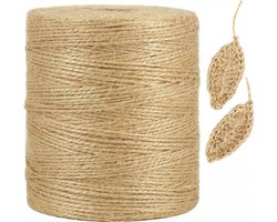 natuurlijk henneptouw - 1.5 mm×300 m - Jute touw - bindtouw - dun bruin touw - twee aandelen - voor knutselen, haken, cadeauverpakking, tuinieren en kerstdecoratie
