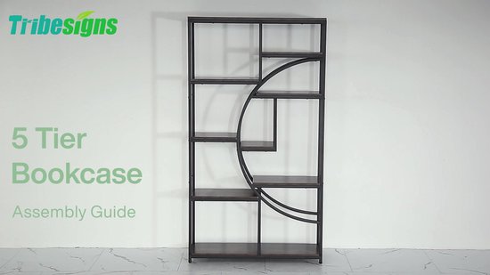 TRIBESIGNS- Bibliothèque - Bibliothèque Industrielle - 5 Couches - Bois/Métal - Marron/ Zwart - 95 x 30 x 176 cm