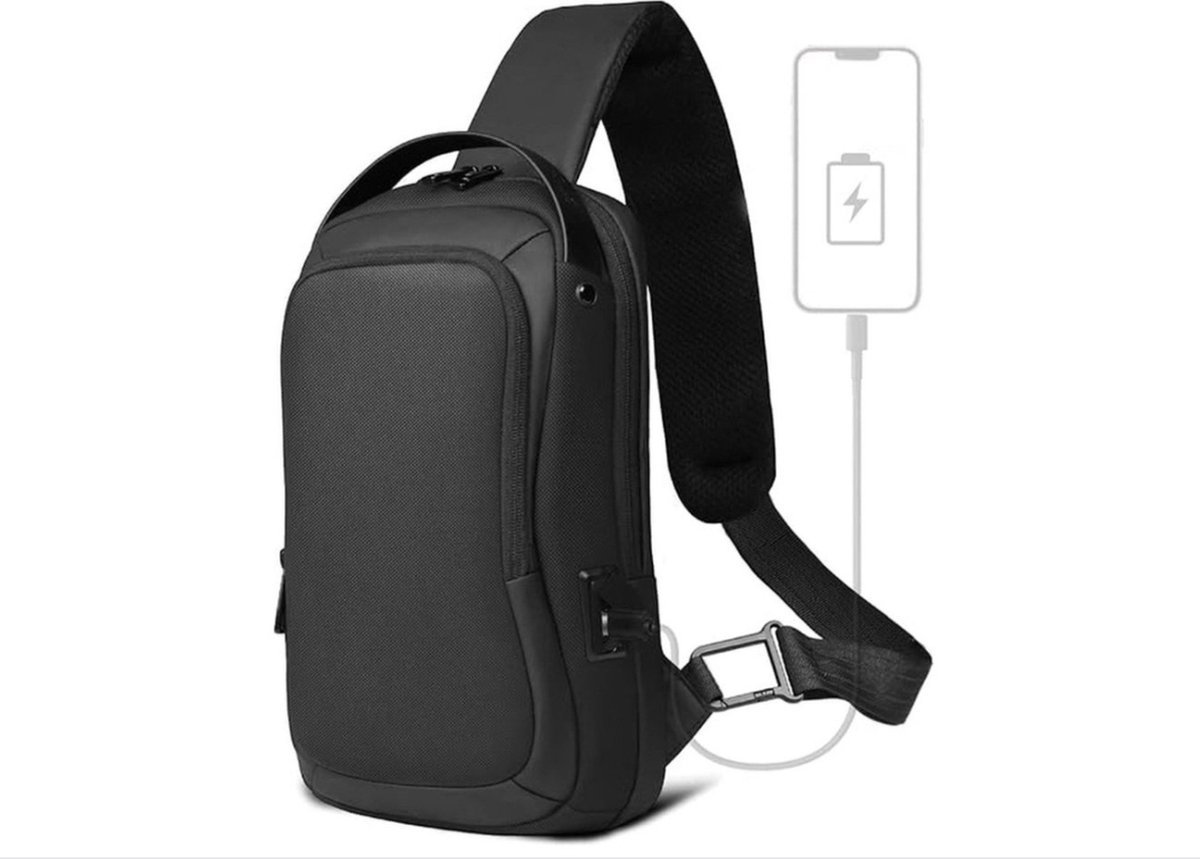 OZUKO Schoudertas voor heren, geschikt voor 12,9 inch iPad Pro, 15 l, grote capaciteit, waterdichte sling rugzak voor heren, crossbody-tas, borsttas
