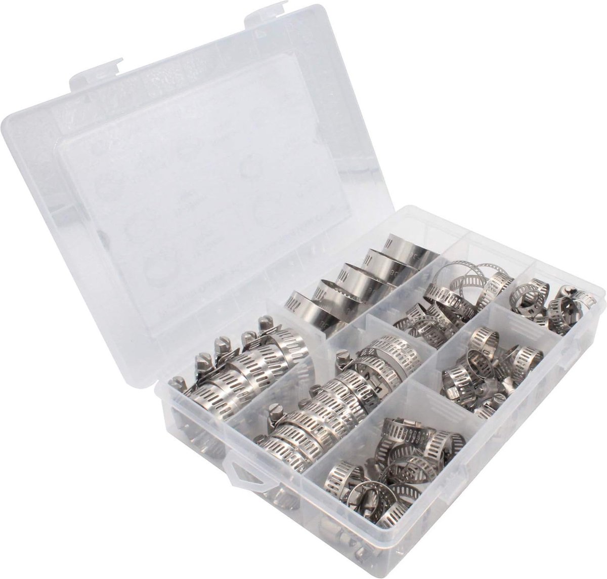 60 stuks - Slangklemset - slangklem - Ø 8-38mm - RVS - zilver - Brandstofleidingklem - Bereik Wormwiel Slangklem - voor Loodgieters-, Automobiel- en Mechanische Toepassingen