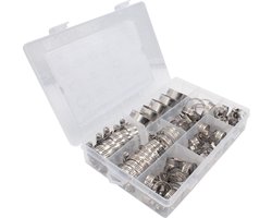 60 stuks - Slangklemset - slangklem - Ø 8-38mm - RVS - zilver - Brandstofleidingklem - Bereik Wormwiel Slangklem - voor Loodgieters-, Automobiel- en Mechanische Toepassingen