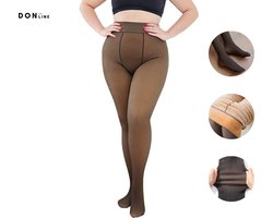 Fleece Panty - Maat M/L - Warmte Panty - Gevoerde Thermo Panty - Dames - Fleece legging- Winter - beige look - Stijlvolle look - Seen on TikTok