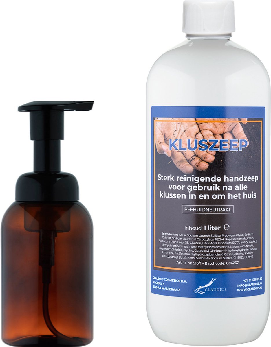 Goedkoopste Zeepdispenser 300 ml amber bruin hervulbaar 1 liter Kluszeep navulling