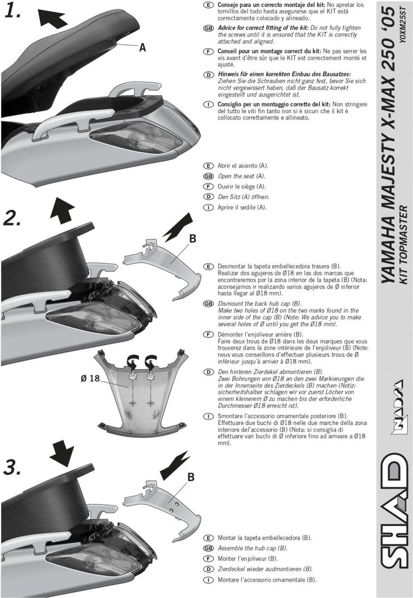 SHAD Top Master Achter Montage Yamaha XMAX 125/250