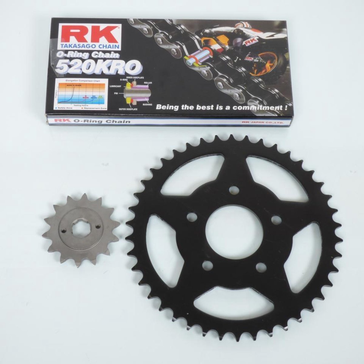 kettingset france uitrusting voor motor honda 125 crm 1990 tot 2003 14x42 steek 520 / jd13 nieuw