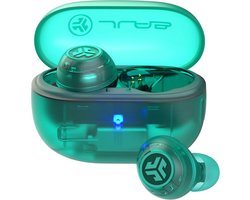 JLab Go POP ANC Draadloze Oordopjes - Noise Cancelling Oortjes - Bluetooth Multipoint - 24 uur Speeltijd - Met Microfoon - Draadloos - Geschikt voor Android en Apple - Clear Teal