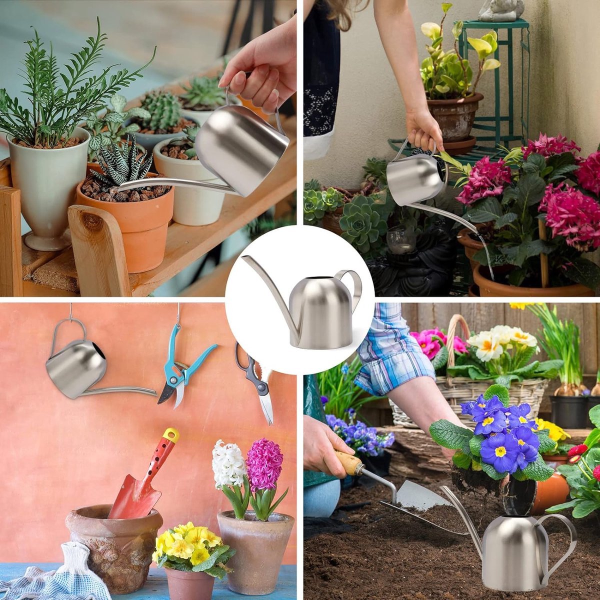450 ml Gieter Kleine Kamerplanten, Mini Gieter van Metaal met Lange Tuit voor Kleine Kamerplanten in Binnenruimtes, Geschikt voor Thuis, Kantoor en Vetplanten.