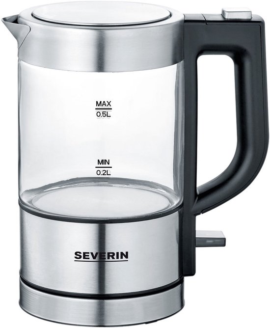 Severin WK 3472 - Waterkoker - electrisch - glazen kan - 0.5l - zilver/zwart