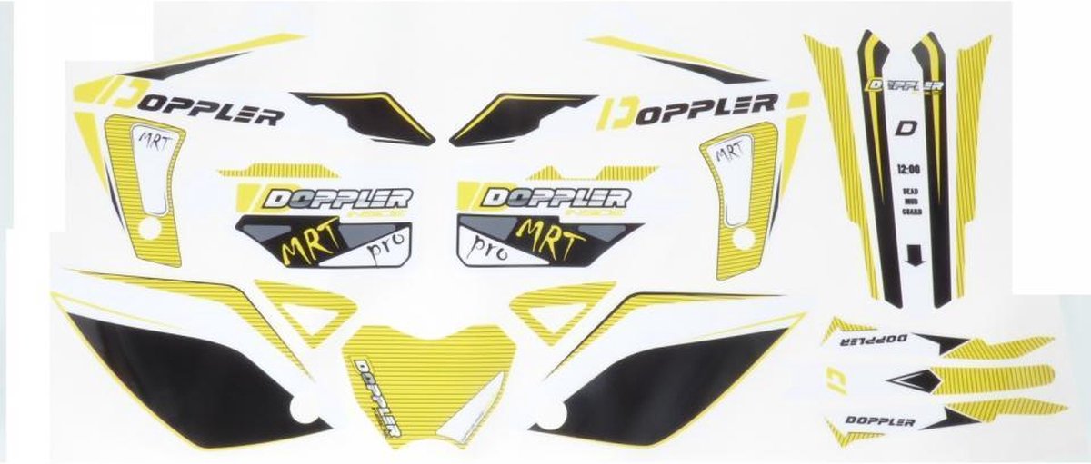 kit autocollant stickers doppler voor moto rieju 50 mrt 19 pièces jaune neuf