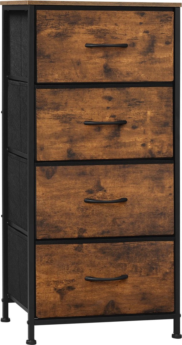 Botec Smalle Ladekast met 4 Lades - ladenkast - ladekasten - Stijlvolle en praktische opslagoplossing - 45 x 95 x 30 cm