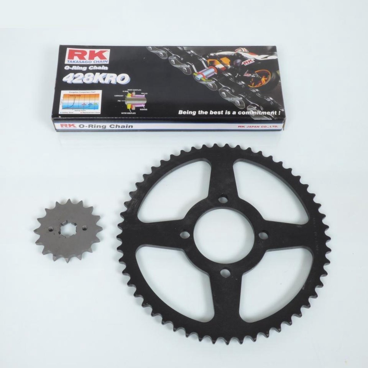 kettingset france uitrusting voor motor yamaha 125 dtlc 1984 16x53 steek 428 Ø62mm nieuw