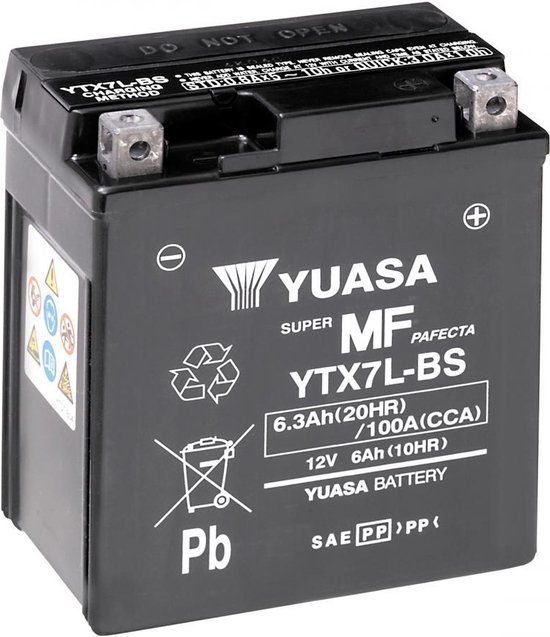 Yuasa SLA-accu voor motorfiets Aprilia 125 RX 4T Euro4 2018 tot 2023 YTX7L / YTX7L-BS / 12V 6,3Ah nieuw